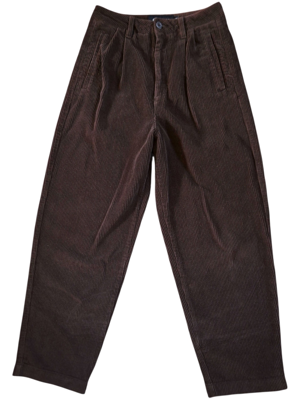 Brown Quasi Corduroy Pants Elliot Trouser relaxed fit pleated cords - 26x26